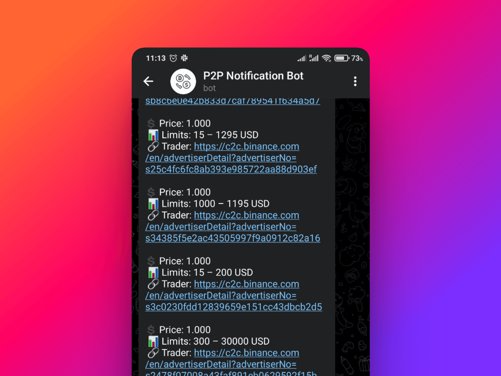 P2P Notification Bot screenshot 2