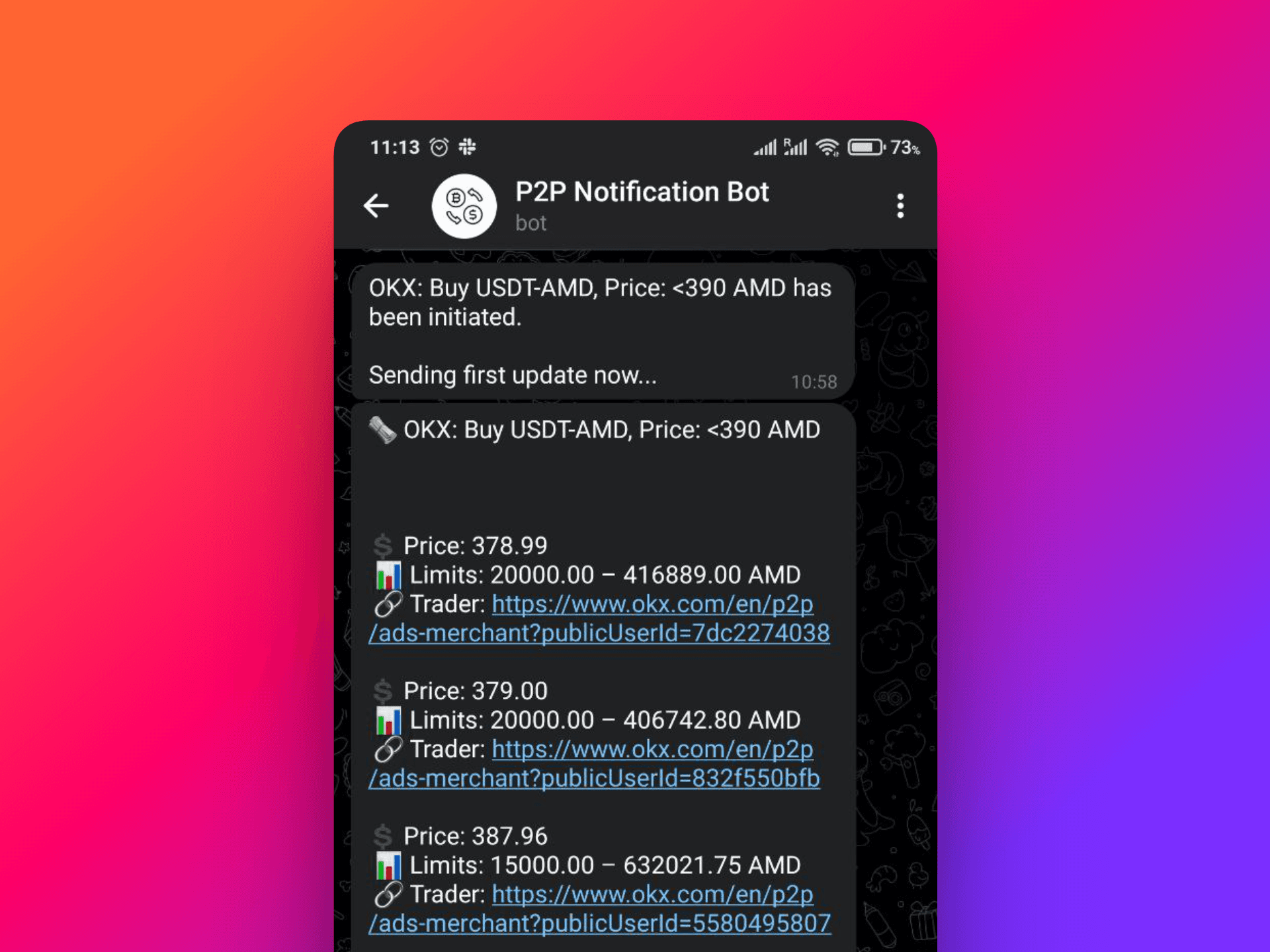 P2P Notification Bot screenshot 3